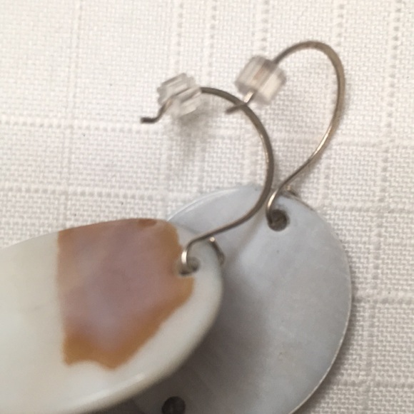 Earrings Scream face lost soul real abalone shell/glass hand blown on silver - Picture 4 of 5